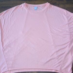 Chicos Size 3 Knit Top Ribbed Dolman Sandwash Tee NWT Pink Shell